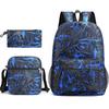 3 Piece School Backpack Set for Students Large Capacity Oxford Cloth Schoolbag with Shoulder Strap and Pencil Case