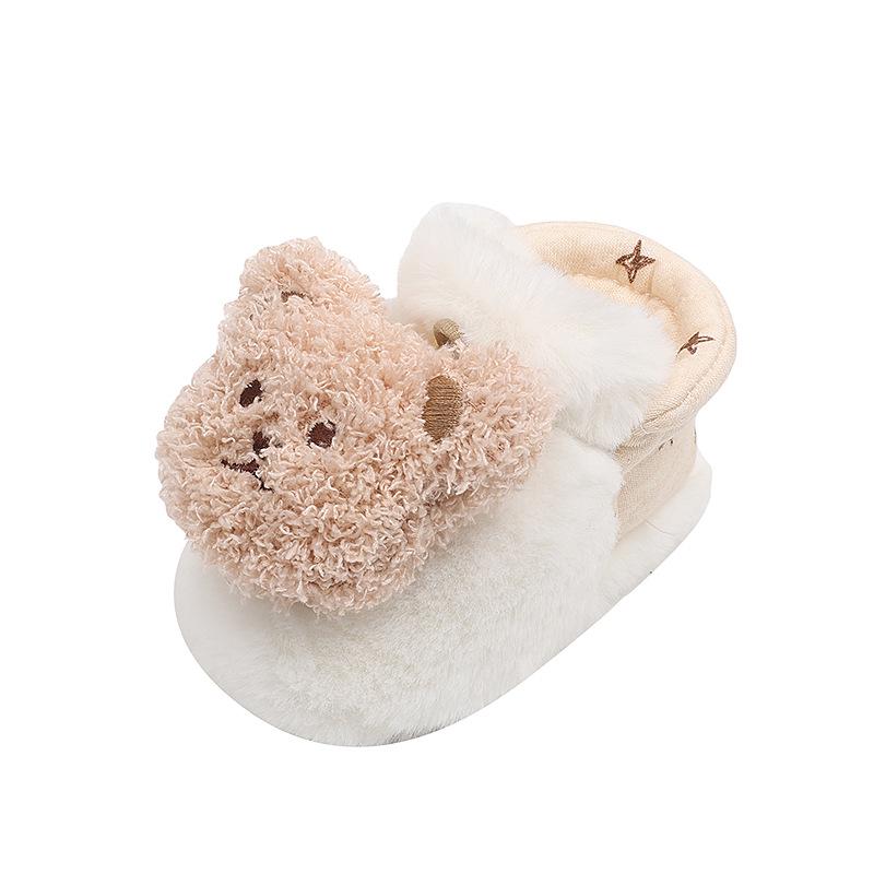 Winter Baby Booties: Soft Sole, Plush-Lined, Non-Slip, Imitation Rabbit Fur, Cute Cartoon for 0-1 Year Olds