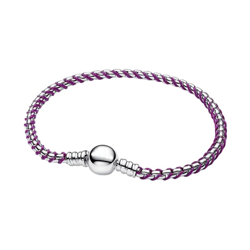 Neues 925er Silberfarbenes Seil-Kastenketten-Armband geeignet für Damen Sommer Charm-Anhänger DIY Modeschmuck