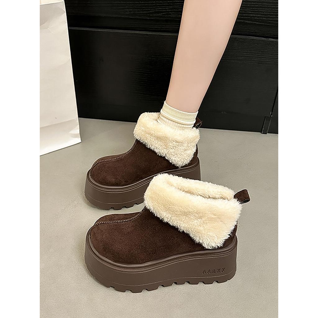 Fleece thickened warm thick-soled snow boots winter non-slip heightening cotton shoes