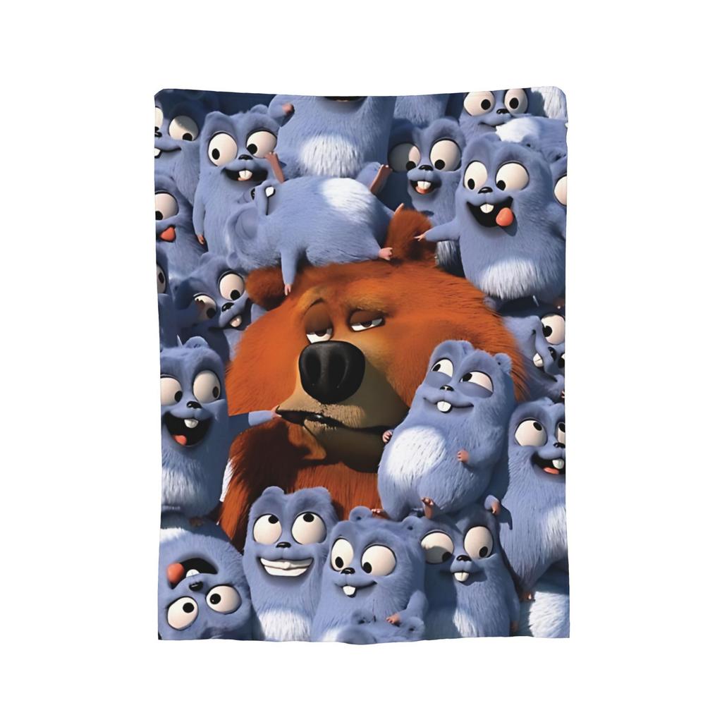 Coperta Grizzly e Lemming Cartone Animato Lana Novità Traspirante Plaid per Letti Soggiorno Primavera/Autunno,