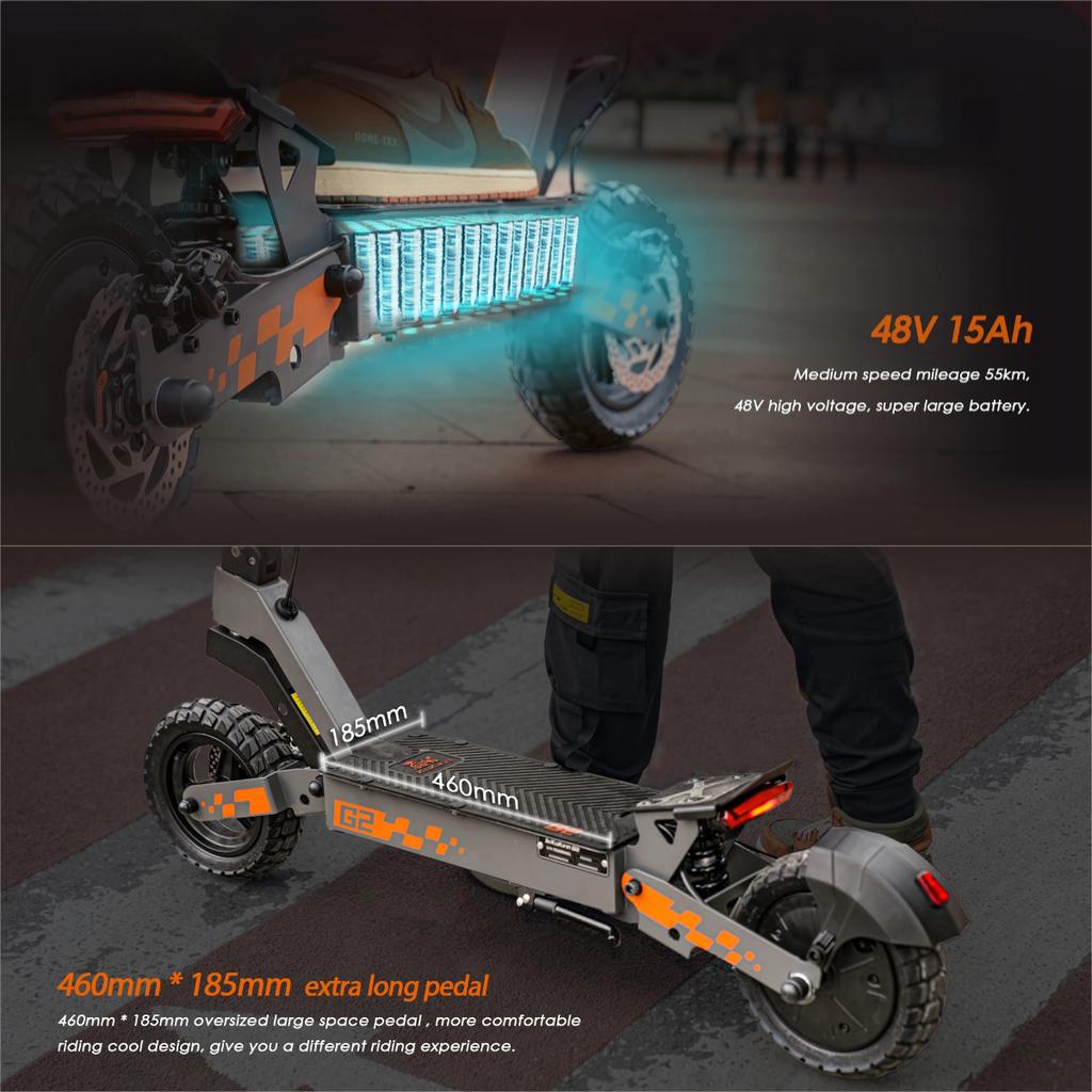 2025 Neuer Kukirin G2 800W 48V15AH Elektroroller Höchstgeschwindigkeit 45-50km/h 10-Zoll-Reifen Maximale Reichweite 55-60km Faltbarer E-Scooter