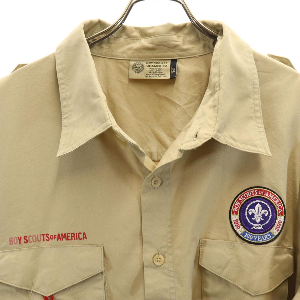 BOY SCOUTS OF AMERICA Krátkorukávová pracovná košeľa 2XL Béžová Veľká veľkosť Pánska Použitá
