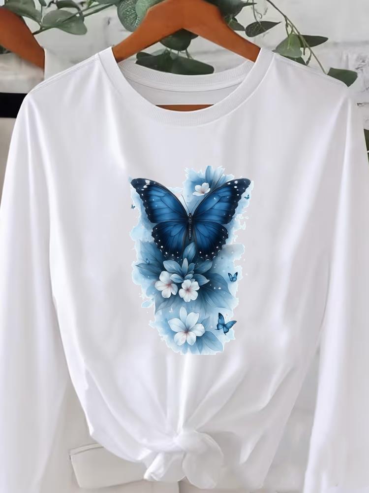 (Asian Size) Long Sleeve T Shirt Tee O-neck Leopard Love Heart Print Autumn Winter Spring Women Clothing Casual Fashion Top Graphic T-shirts