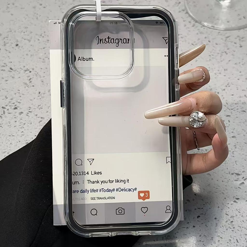 Luxury Candy Color Frame Clear Back Phone Case For iPhone 17 16 15 14 13 12 Pro Max 11 16PLUS 17 Acrylic Shockproof Bumper Cover