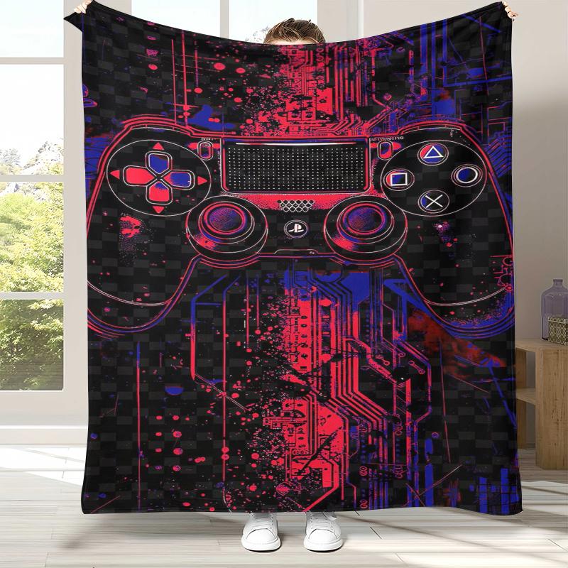 Cartoon Game Gamer Zone Controller Logo Flannel Blanket,Ultra Soft Warm Plush Throw for Home Bedroom Bed Sofa Cover Picnic gift