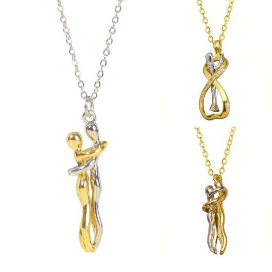 Náhrdelník s objetím pro pár Objetí Ženy A Muži Přívěsek Náhrdelník Symbol Lásky Šperk Dárek k Valentýnu Výročí pro Něj Ni