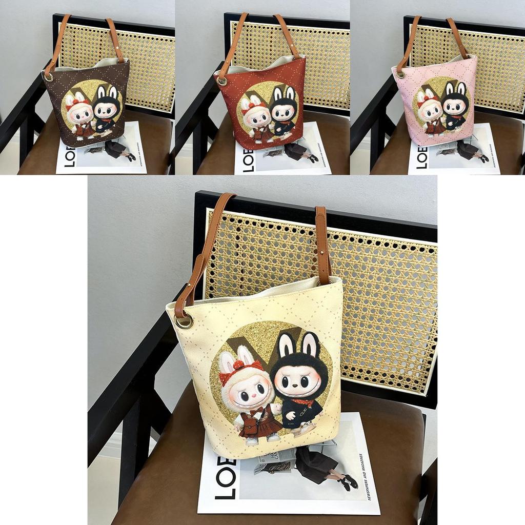 Labubu Cartoon Canvas Backpack With Breathable Fabric And Expandable Capacity For School And Daily Use