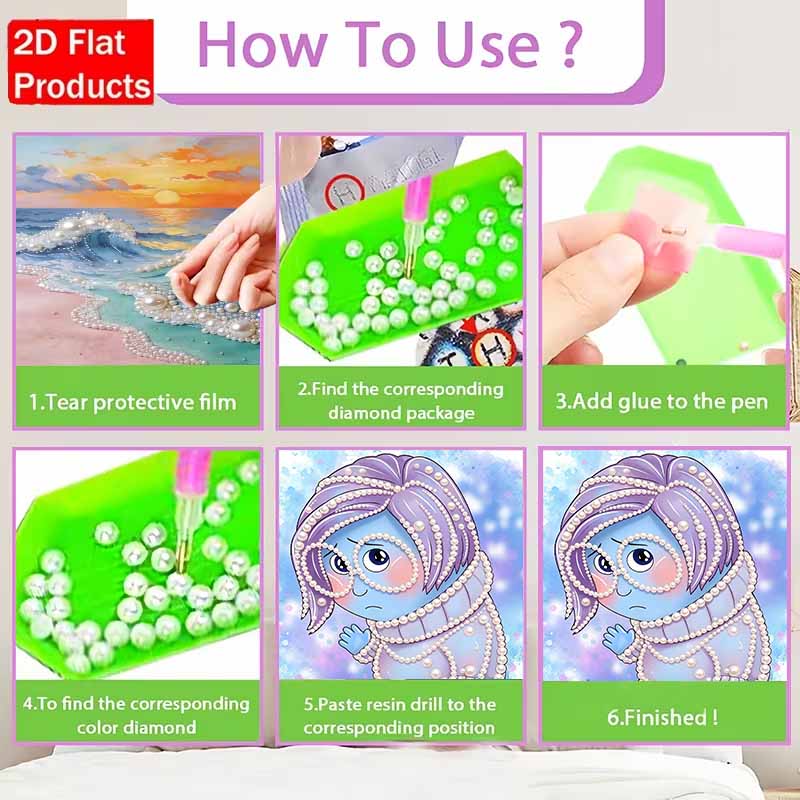 Disney Pearl Painting Inside Out Suitable for Beginners and Adults, DIY Pearl Diamond Art Painting Kit for Home Wall Decor Gifts