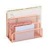 Desk Mail Organizer Metal Mesh Letter Sorter File Organizer with 3 Vertical Upright Compartments for Office Workspace Supplies