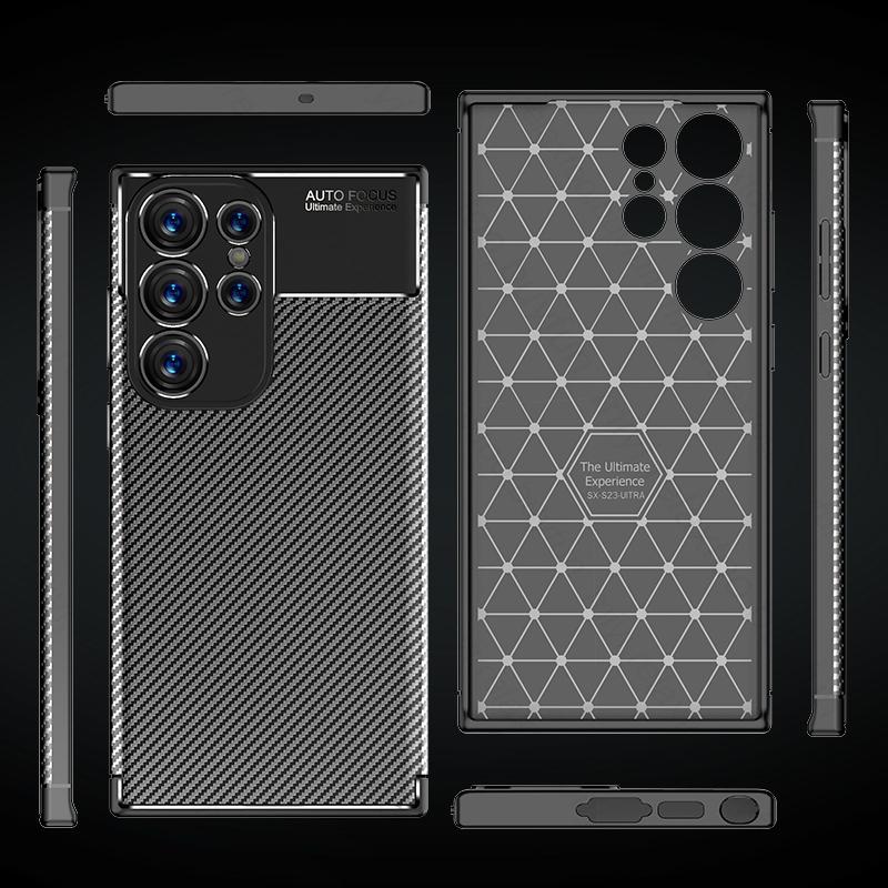 Pro Samsung Galaxy S24 Ultra 5G pouzdro Carbon Fiber Anti-Knock Armor Cover Sumsung S 24 Plus S24Ultra Soft Gum Shockproof Coque
