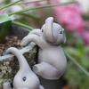 2Psc Cute Elephant Figurine Hanging Cup Decoration Flower Pot Edge Pendant Cartoon Animal Statue Outdoor Garden Bonsai Ornaments