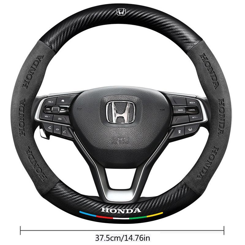 3D Logo Carbon Fiber Leather Car Steering Wheel Covers For Honda Civic Fit Jazz Accord Pilot CRV Odyssey Passport City Shuttle
