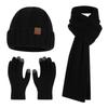 3 Piece Winter Knit Beanie Scarf Gloves Set for Men Women Warm Touch Screen Hat Long Scarf