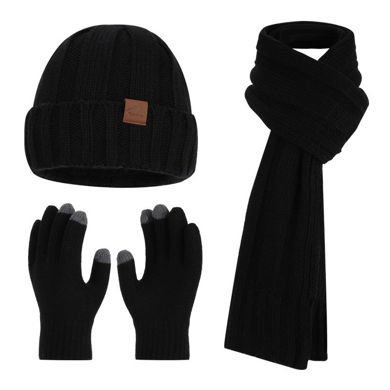 3 Piece Winter Knit Beanie Scarf Gloves Set for Men Women Warm Touch Screen Hat Long Scarf