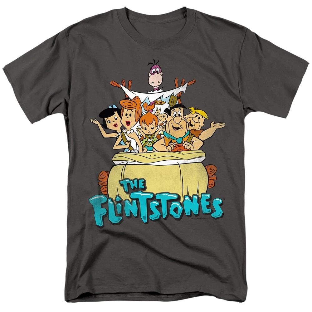 The Flintstones - Ride On -  Unisex Short Sleeve Children s T-shirt - Gray 150