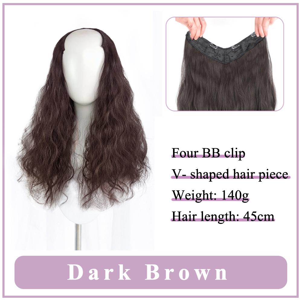 Women's V-Shaped Long Hair Extension Synthetic Wig Layered Hair Extension Hair Pad Fluffy Top Increase Hair Volume
