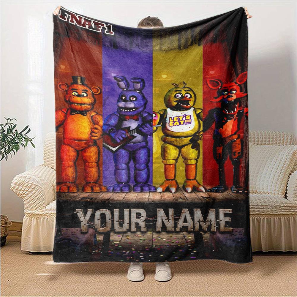 Name Custom FNAF Print Flannel Blanket High Quality Warm Comfortable Cover for All Seasons Perfect for Gifts Home Decor