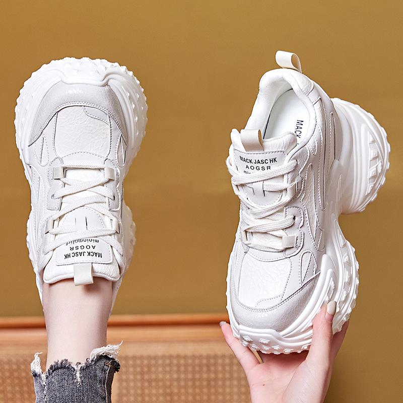 

12 new breathable dad shoes platform mesh small sports casual shoes A21 34 бежевый