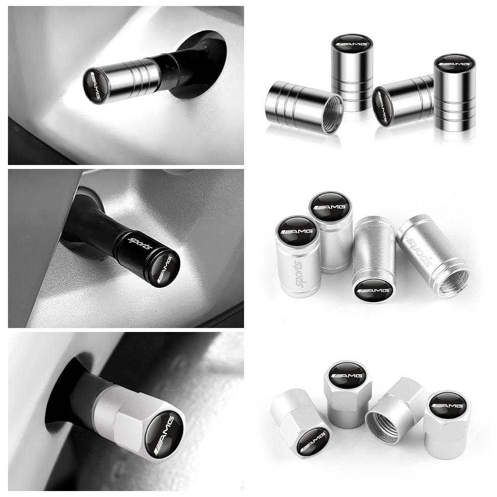 4Pcs Metal Car AMG Badge Wheel Tire Valve Caps Dust Cover For Mercedes Benz AMG W212 W213 W205 W177 W204 V177 W247 W176 GLA GLC