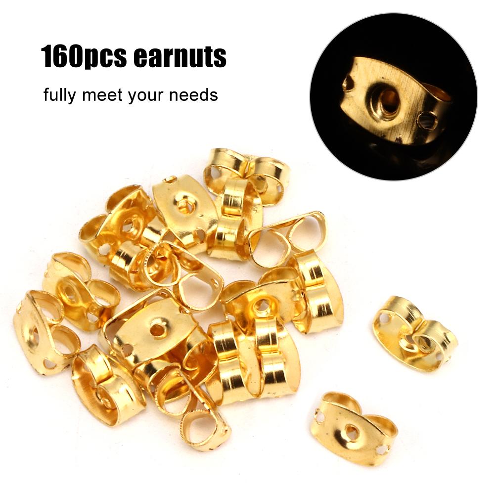 160pcs Metal Gold Earring Backs Scrolls Non Slip Earnuts for DIY Jewelry Findings