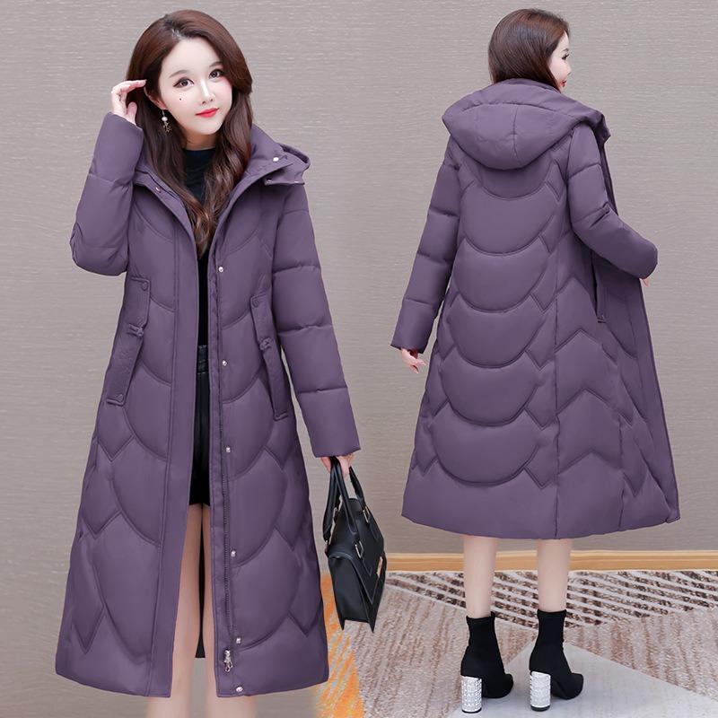 Winter Hooded Women's Cotton-padded Clothes Women's Long Knee-slim Cotton-padded Jackets Thermal Down Cotton-padded Clothes Women's Jackets