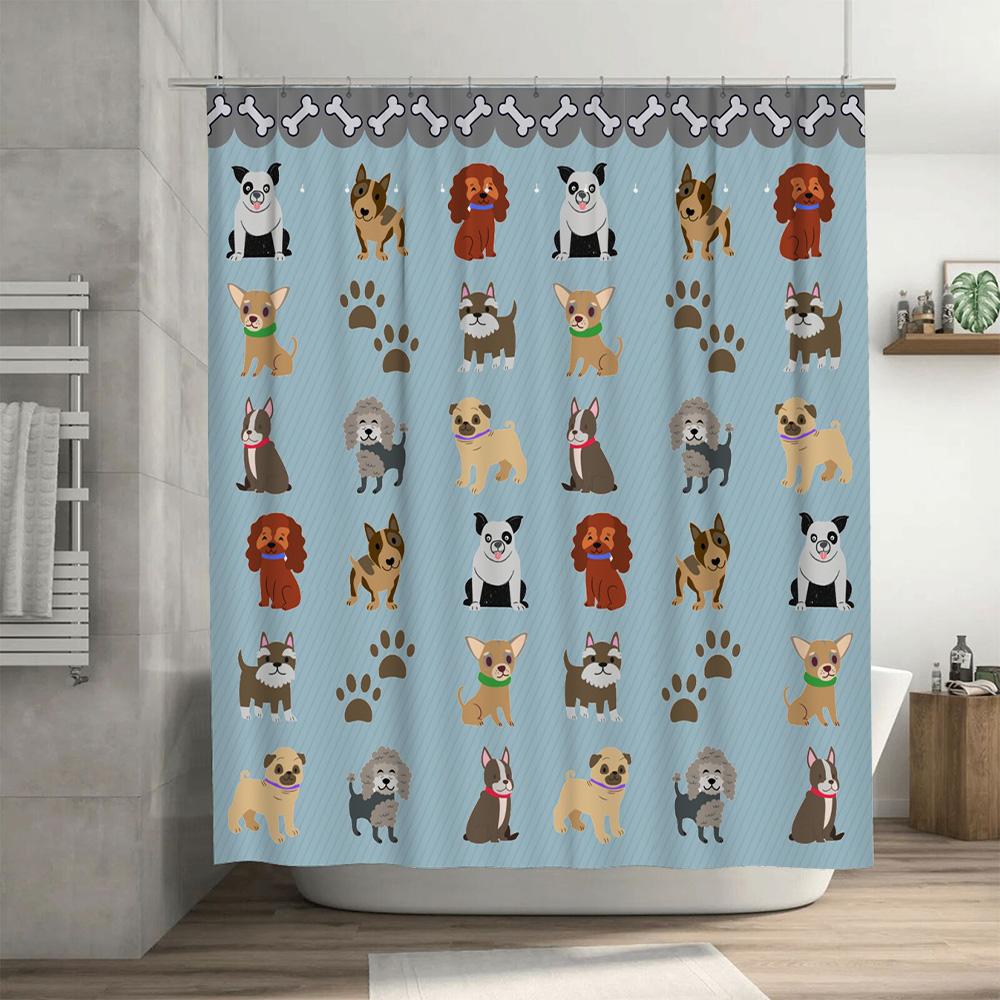 Decorate Your Bathroom with These Cute Dog Print Shower Curtains