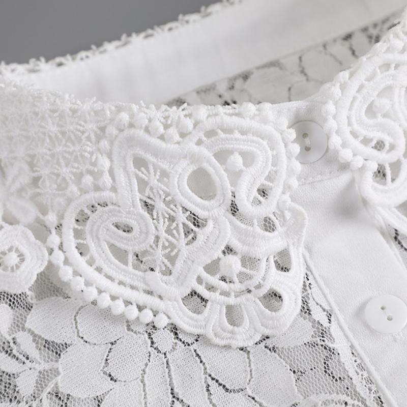 Módní květinová krajková falešná límeček pro dámské obleky Poloviční košile Krk odnímatelný límec Dámský falešný límec