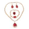 C222 Simple Wedding Banquet Alloy Rhinestone Jewelry Necklace Earrings Ring Bracelet Four-Piece Set Hot Sale