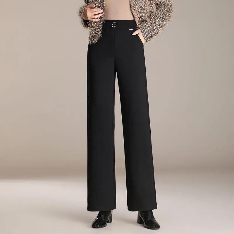 Narrow Wide-leg Pants Women In Autumn New High-waisted Loose Slimming Drape Thickened Casual Straight Long Pants