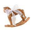 Wooden Rocking Horse Figurine with White Ribbon Decoration for Shelves and Tabletop Collectible Ornament Holiday Gift