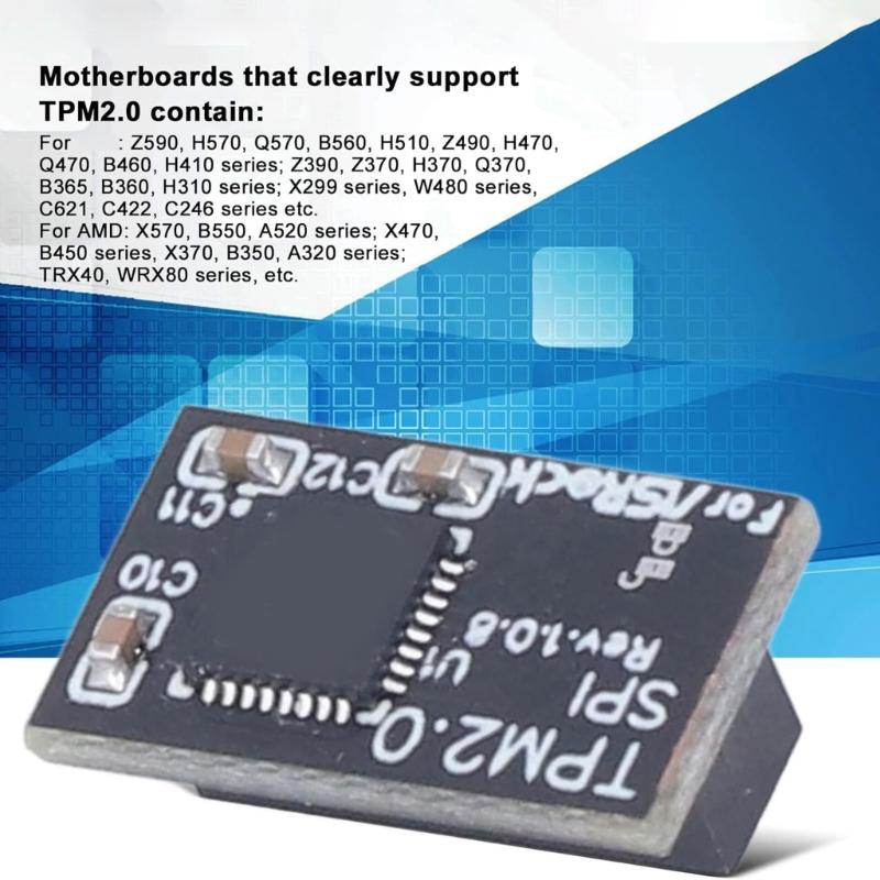 TPM 2.0 Module SPI 14Pin Module Motherboard TPM2.0 Remote Card Encryption Security Board Electronic Component Module