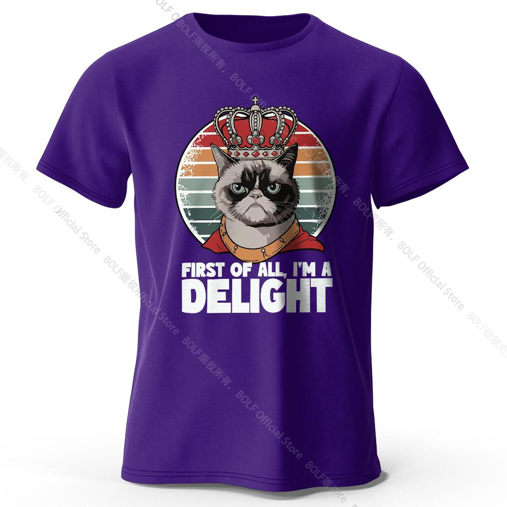 Men's First of All I'm A Delight Printed T-Shirt 100% Cotton Oversized Sassy Graphic Tees for Women Summer Confidence Streetwear