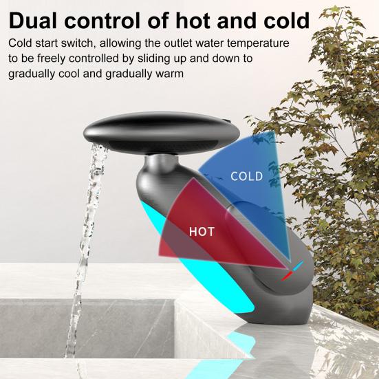 LED Faucet Pull-down Bathroom Sink Faucet 360 Degree Rotating Nozzle Adjustable Single Handle Countertop Basin Tap