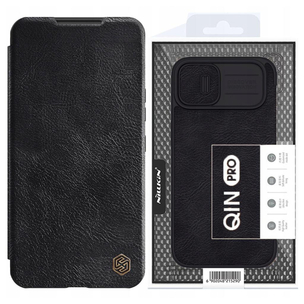 NILLKIN Qin Leather Pro Case Etui Iphone 14 Plus Osłona Na Aparat Kabura Pokrowiec Obudowa Z Klapką Czarny