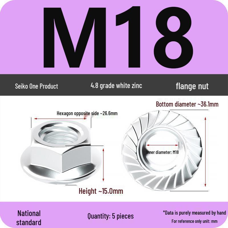 Electroplated Galvanized Hex Flange Nut with Anti-Slip Tooth Washer Cap, M3-M16