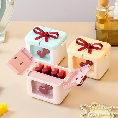 Plastic Bowknot Lipstick Storage Box Dust-Proof Dopamine Gift Box with Cover Cosmetic Storage Container Valentine's Day