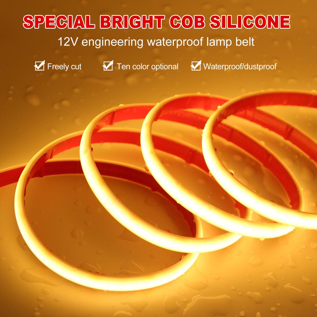 IP68 Waterproof COB LED Neon Strip Lights DC12V 320Leds/M High Brightness 3000K 4000K 6000K Red Blue Green Purple Pink I Blue