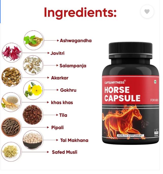 CaptainFitness Horse Forse Capsule pour aide à améliorer l'endurance, la force  (30 gélules)