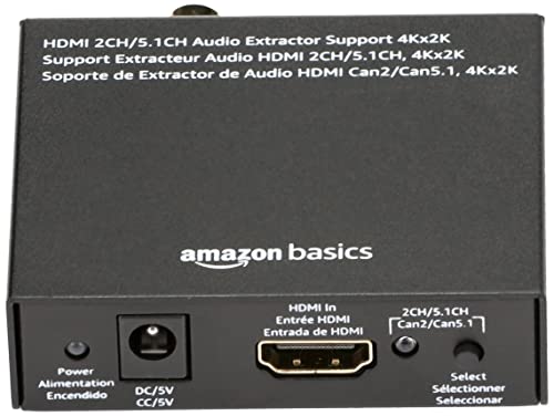 Amazon Basics Extractor Converter, 4K (30Hz), HDMI to HDMI and Audio (RCA Stereo/Spdif), Black