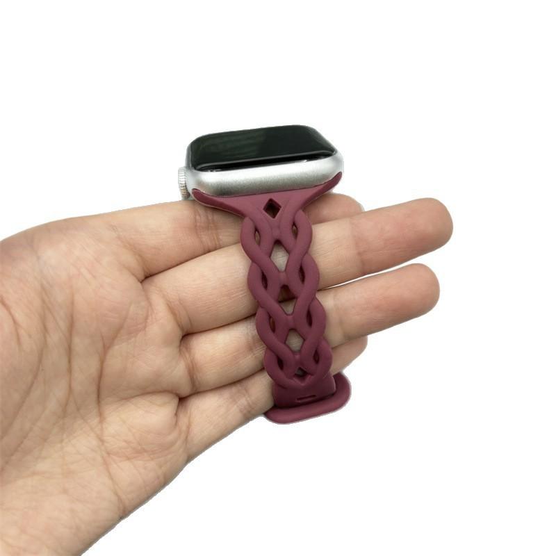 For Applewatch10 Apple Watch with iwatch9876SE Hollow Breathable Twist Silicone Sports