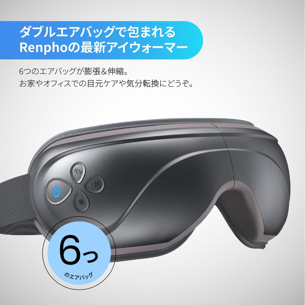 RENPHO Eye Warmer 2nd Generation 4D Relax Double Airbag Technology 3D Air Push Eye Beauty Protein Skin Material Bluetooth Music Hot Eye Mask TypeC