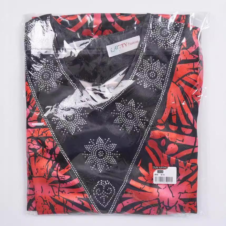 Rochie nouă africană de damă plus size, largă, cu decolteu în V și imprimeu