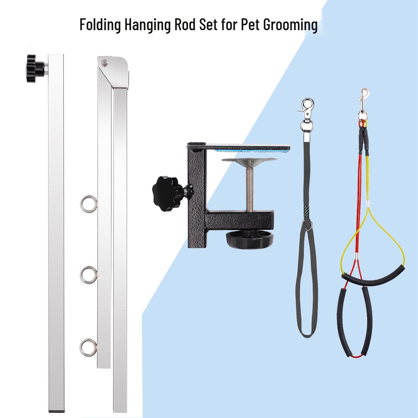 

Adjustable Stainless Steel Pet Grooming Table with Hanging Rod for Cats & Dogs
