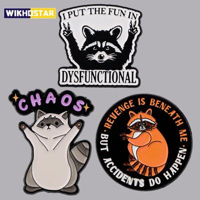 Cute Raccoon Enamel Pins Funny Quotes Brooches For Women Lapel Pins Badge On Backpack Costume Accessories Animal Jewelry Gifts