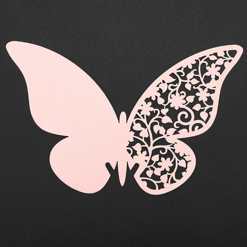 20pcs Butterfly Shape Wedding Hollow Name Place Cards For Wine Glass Table Decoration(Pink)