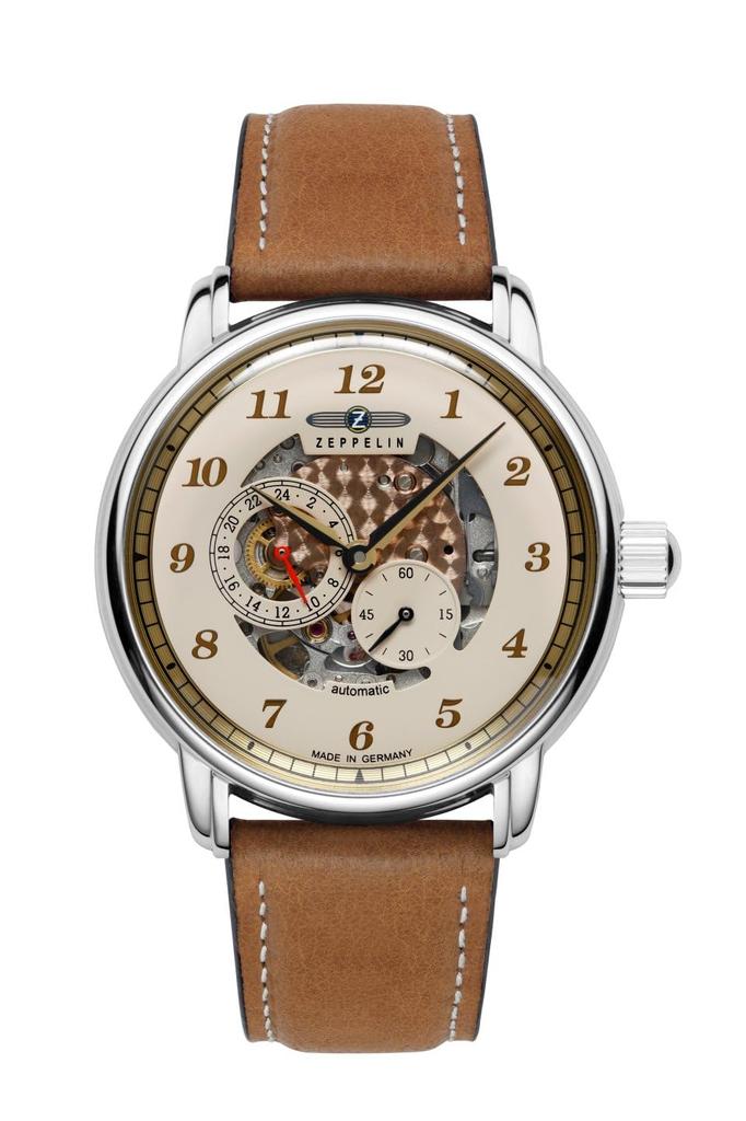 Zeppelin New Captains Line Automatic Watch 8658-5 Men's Beige Mineral Glass 42mm 5 ATM