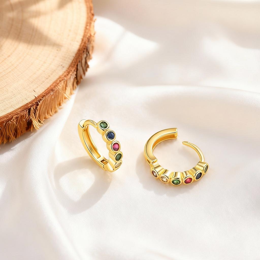 Colored Zircon Earrings for Women Girls,Luxury Minimal Crystal Hoop Earrings,Small Huggie Ear Rings Piercing Jewelry
