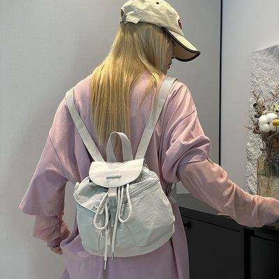 New Women's Niche Design Lightweight Pocket Button Drawstring Backpack