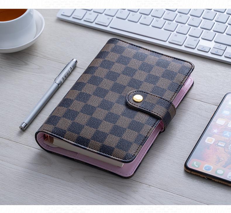 A6/A7 Leather Grid Pattern Binder Notebook with Custom Logo.